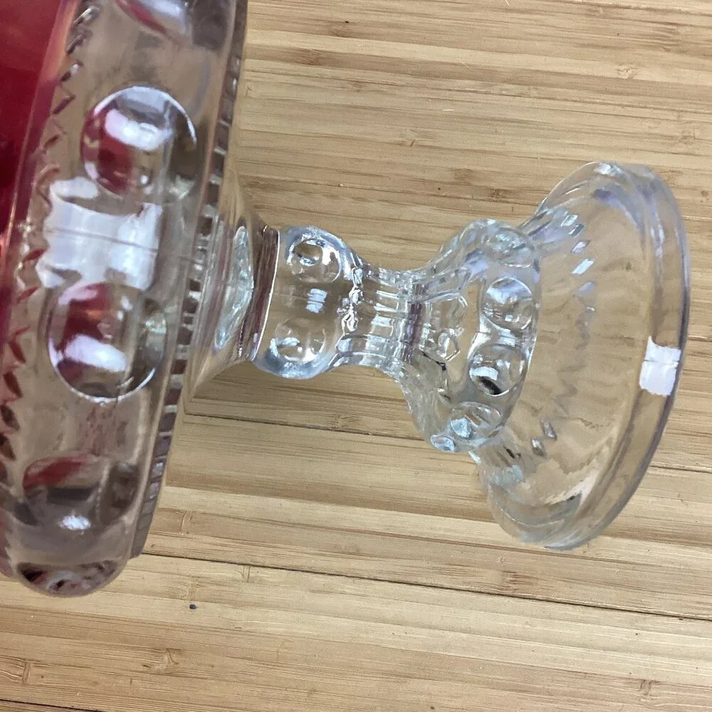 Vintage Indiana Glass Kings Crown Thumbprint Ruby Red Pedestal Compote